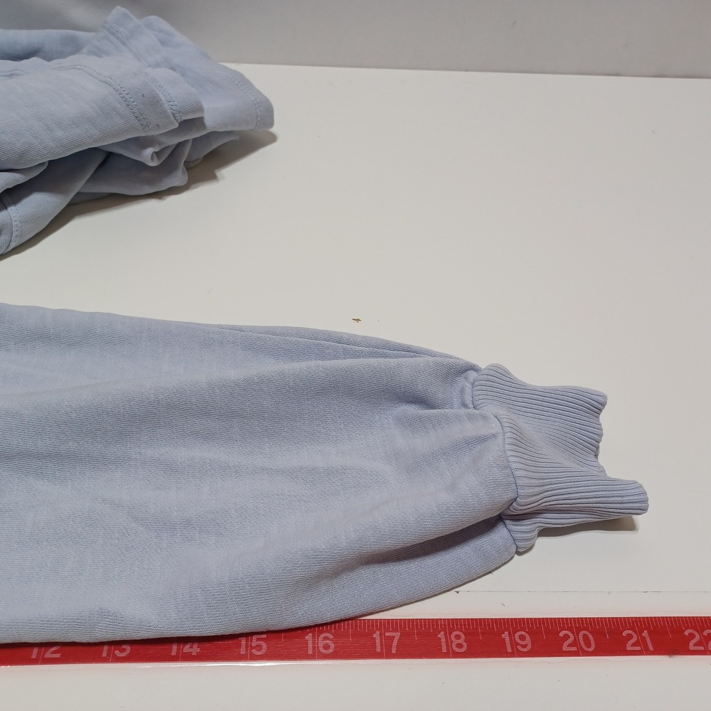 Anthro Pilcro Box Pleated Crop Sweatshirt Womens M Blue Cotton Coastal Lounge - Picture 10 of 10